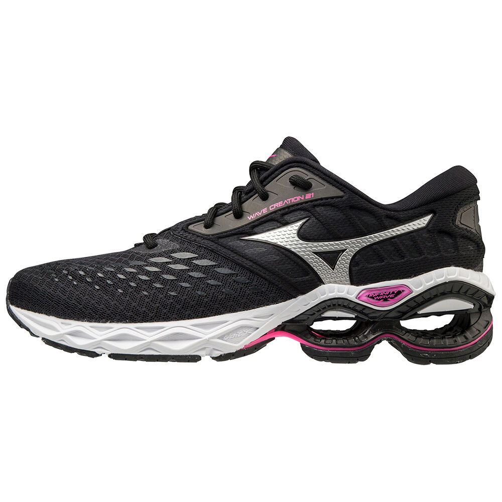 Womens Mizuno Wave Creation 21 Running Shoes Black/ Pink Philippines (HADGFJ529)